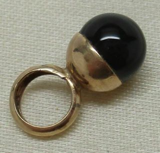Vintage Solid 14k Yellow Gold Onyx Ball Pendant By Peter Brams Designs
