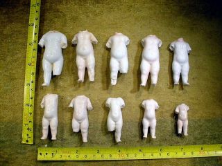 10 X Excavated Vintage Bisque Doll Body Torso Hertwig Age 1890 Altered Art 12736