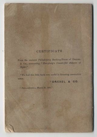 1861 T.  H.  Gilbert Counterfeit Detector banknote pamphlet Philadelphia [S.  70] 2