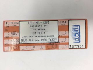 Tom Petty 1980 Concert Ticket Full Intact Denver Univ Arena Vintage
