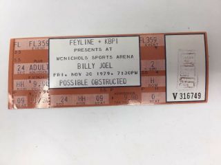 Billy Joel 1979 Concert Ticket Full Intact Denver Mcnichols Arena Vintage