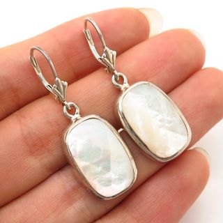925 Sterling Silver Vintage J.  Esposito Real Checkered Mother - Of - Pearl Earrings