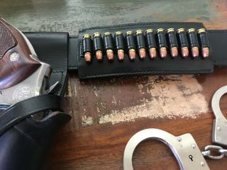 Vintage Service Mfg Police Duty Black Leather Cartridge Slide Ammo Holder