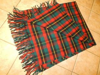 Vtg Pendleton 100 Wool Red & Green Tartan Blanket,  Plaid