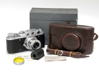 Soviet 35mm Rangefinder Camera Zorki1,  Industar - 22 (3.  5/50) П Red,  Filter,  Case,  Box
