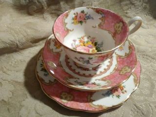 Vtg Royal Albert Fine Bone China " Lady Carlyle " Tea Cup Saucer And Plate Trio