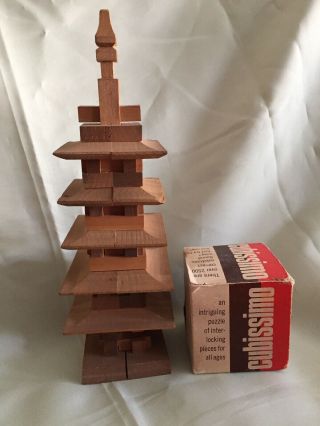 Vintage Wooden Puzzles,  Cube And Pagoda