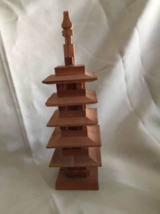 Vintage Wooden Puzzles,  Cube And Pagoda 2