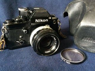Nikon F2 Photomic Black 35mm Slr Film Camera Lens Nikkor 1:1,  4 50mm