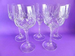 Lead Crystal Wine Glasses,  Set Of 5 Vintage Stemmed Crystal Glasses