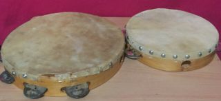 Vintage Wooden Tambourines Made In Pakistan.
