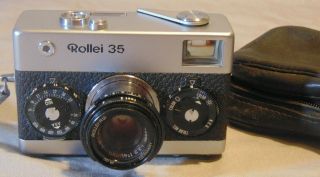 Rollei 35 W/ Carl Zeiss Tessar 1:3.  5 Lens 35mm Viewfinder Camera W/ Case P/r