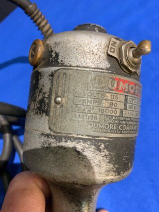VTG Electric DUMORE Model 8 H Hand Grinder Drill Chuck Wisconsin USA 18000 RPM 3