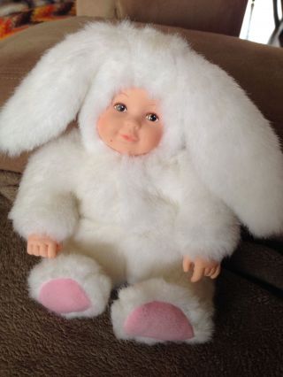 Vintage 1997 Anne Geddes Bunny Baby Face Plush Doll 9 " Easter