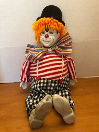Vintage 14 " Porcelain Clown Doll