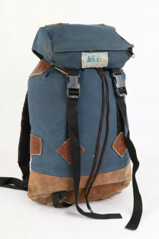 Vintage 80s Rei Canvas/leather Backpack Daypack Bag Usa