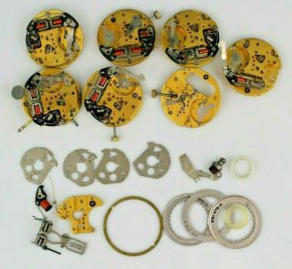 Vintage Bulova Accutron Mens 218 Wrist Watch Movements And Various Parts