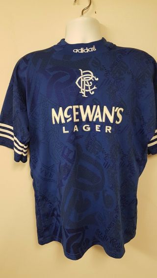 Vintage Glasgow Rangers Fc Football Jersey 94 95 96 Adidas Mcewans Lager 40 " 42 "
