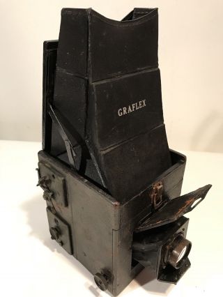 Antique Graflex Camera W/ Zeiss Tessar F/4.  5 15cm Lens 4x5”