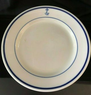 Vintage U.  S.  Department Of Navy Shenango China Dinner Plate 9.  5/8 " Fouled Anchor