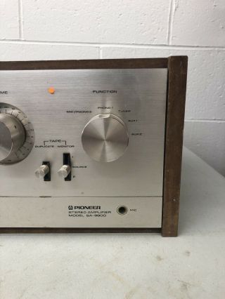 PIONEER SA - 9900 integrated amplifier Wood Case Parts Only Read Powers On Estate 4