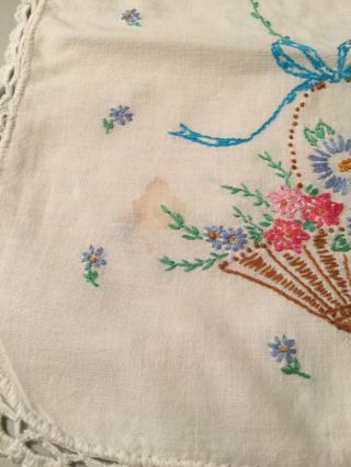 Vintage Table/Dresser Scarf/Doilie Hand Embroidered 2
