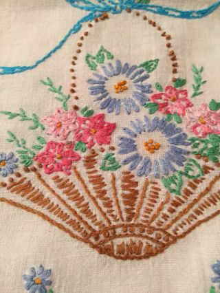 Vintage Table/Dresser Scarf/Doilie Hand Embroidered 3