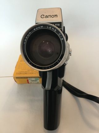 Canon 8 Auto Zoom 518 8mm Camera w Case,  Tele Converter,  Kodak Film,  EXEX 7