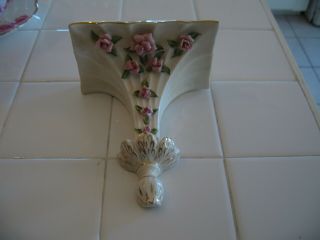 Vintage Ceramic Wall Shelf With Gold And Pink Roses By Coventry