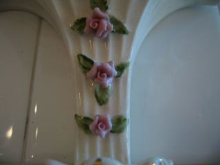 Vintage Ceramic Wall Shelf With Gold And Pink Roses By Coventry 3