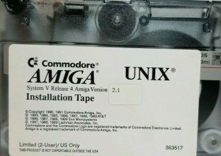 Commodore Amiga Unix Installtion Tape Ver 2.  1 " This Is A Hard To Find "