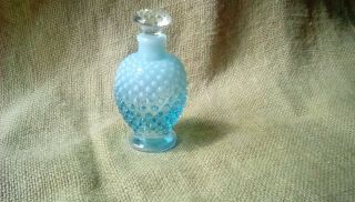 Vintage Fenton Opalescent Blue Hobnail Glass Perfume Bottle
