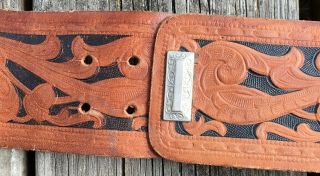 Vintage Western Themed Leather Cap Gun Holster with Horses Top Grain Cowhide 4