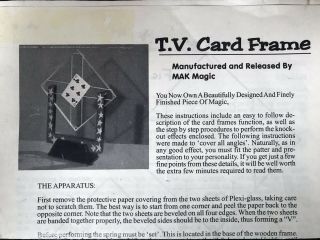 TV Card Frame by MAK Magic - vintage magic trick 6