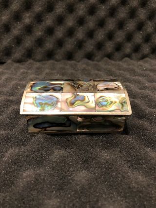 Vintage Alpaca Mexico Abalone Shell Inlay Trinket/jewelry Box