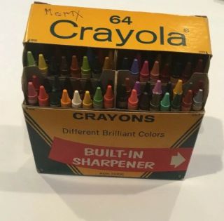 Vintage Box Of Crayola 64 Crayons with Built - in Sharpener 3