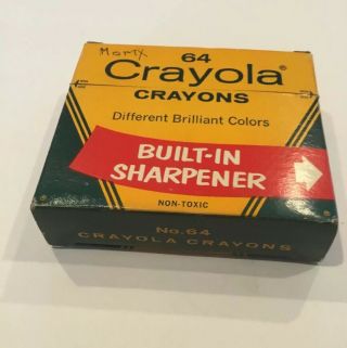 Vintage Box Of Crayola 64 Crayons with Built - in Sharpener 4