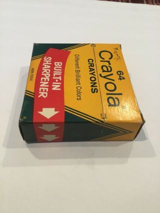 Vintage Box Of Crayola 64 Crayons with Built - in Sharpener 7