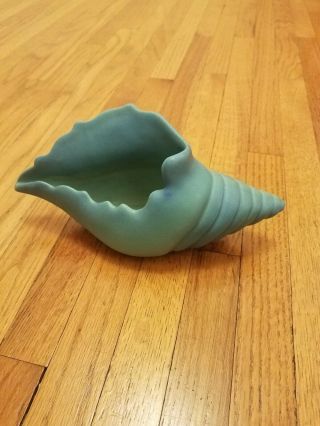 Vintage Van Briggle Art Pottery Large Blue & Turquoise Conch Sea Shell 17.  5 "