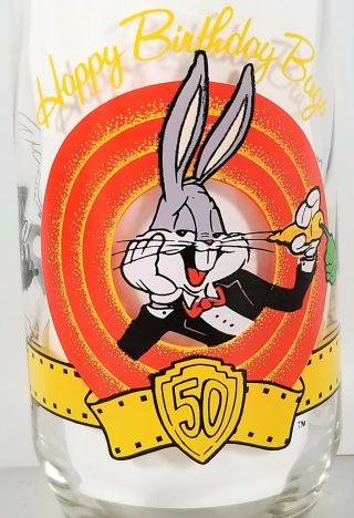 Warner Bros.  Vintage 1990 Happy 50th Birthday Bugs Looney Tunes Bugs Bunny Glass
