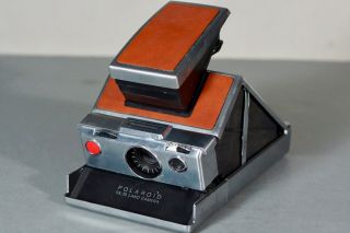 Poloroid Sx - 70 Stainless Camera In Leather Case - Good