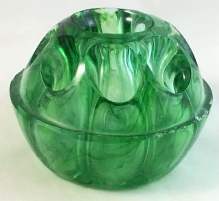 Vintage Art Deco Green Depression Cloud Glass English Flower Frog For Vase Bowl