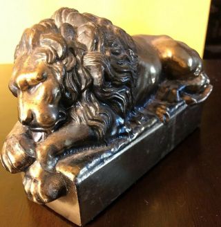 Vintage Antonio Canova Lion Brass Book End Door Stop 1970s 8.  5” Read Descrip