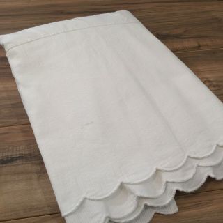 Vintage Ralph Lauren Full Plain White Ribbed Bed Skirt With Scalloped Edge