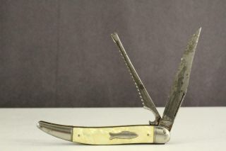 Vintage Imperial Fishing Knife Folding 2 Blade Scaler Providence Ri Pocketknife