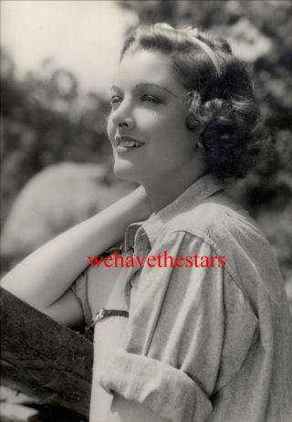 Vintage Myrna Loy Natural Beauty 30s Oversize Dbw Publicity Portrait Lippman