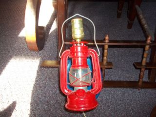 Vintage Wood Lamp Electric Oil Lamp Light Wall Mount Red Blue