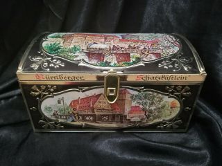 Vintage Lebkuchen Schmidt Christmas Cookie Tin Chest Box Germany