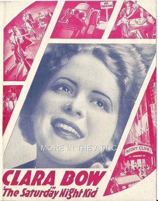 Clara Bow Is The Saturday Night Kid Vintage Paramount Us Film Herald