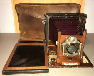 Antique Rochester Camera Co.  Cycle Poco 3 Red Bellows,  Carry Case,  Slides Film